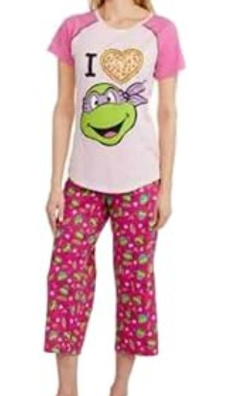 NICKELODEON Y2K Teenage Mutant Ninja Turtles 2pc Pajama Cropped sleepwear XL